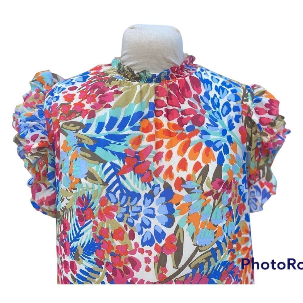 Sugar Lips Floral Top Lined Keyhole Button Back Sz. L Feminine - Picture 4 of 13